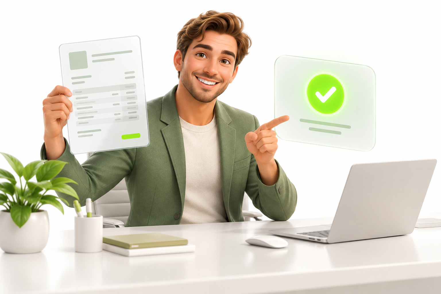 Illustrative finance colleagues reviewing receipts, invoices, and approval workflows