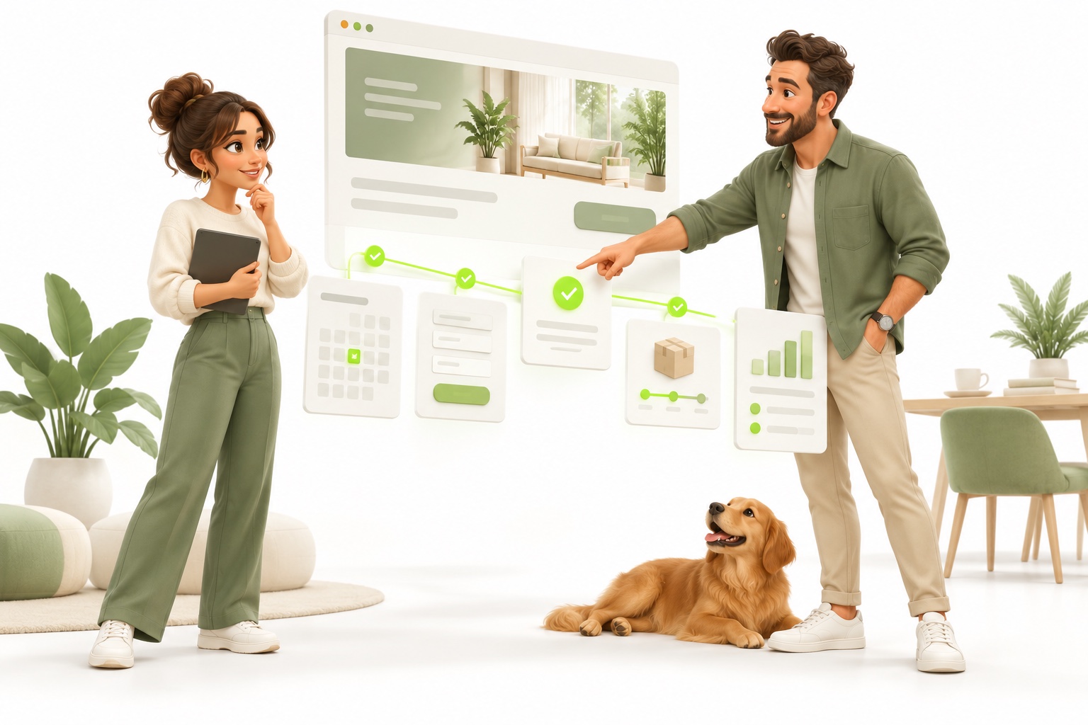 Illustrative people collaborating on business websites