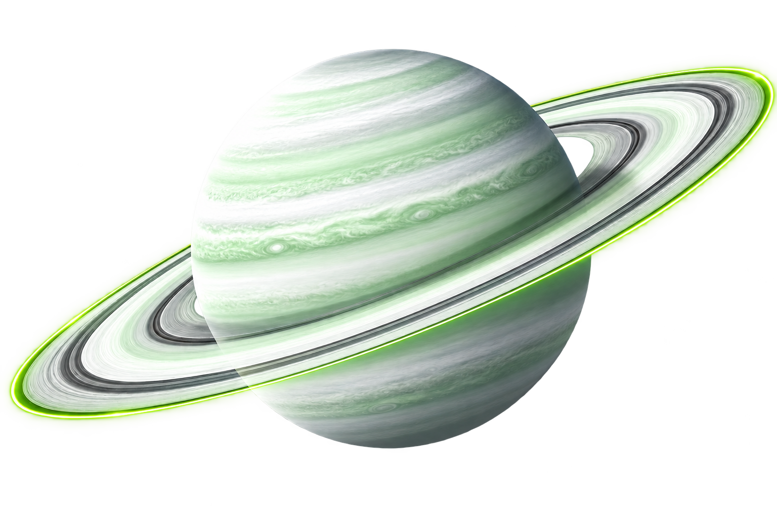 Green-ringed AI planet representing connected customer support