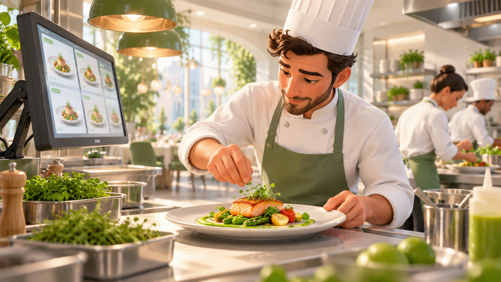Chef preparing an order in the kitchen